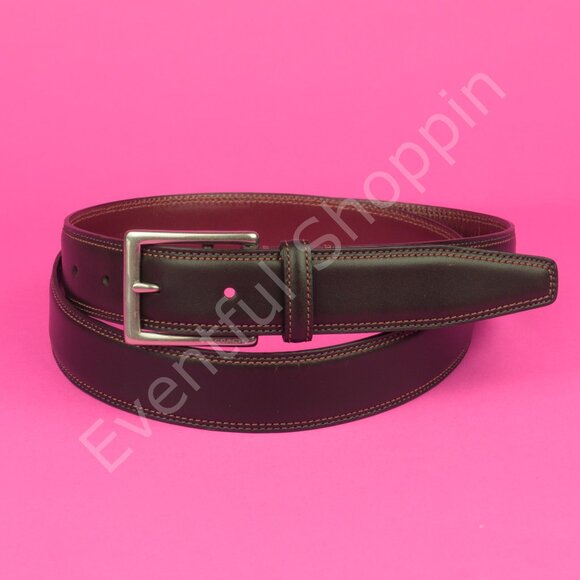 Coach Belt Mens 32 Brown Leather Brass Buckle Dress